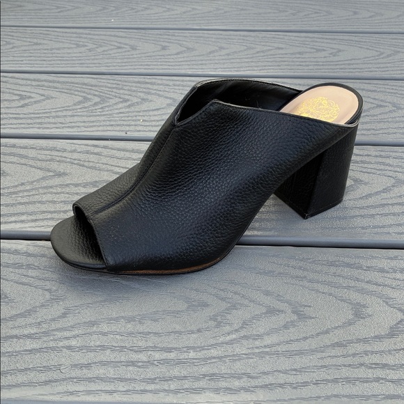 Vince Camuto Leather Open Toe Mules Black Size 9 - Picture 3 of 16